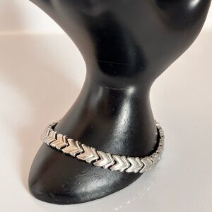 Vintage Magnetic Stainless Steel Chevron Link Bracelet,